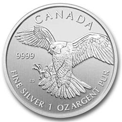 Stříbrná mince "Peregrine Falcon 1oz 2014"(Sokol stěhovavý) - Líc