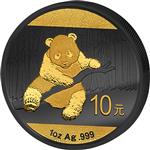 Stříbrná mince Panda ze série "Zlatá Enigma" Golden Enigma 1 oz 2014 China - Líc