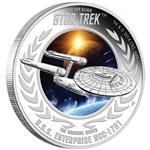 Stříbrná mince Star Trek The Original -  USS Enterprise NCC-1701 Starship 1oz  Proof 2015 - Líc