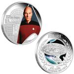 Sada 2 stříbrných mincí Star Trek The Next Generation -  Kapitán Jean-Luc Picard & U.S.S. Enterprice NCC-1701- D  1oz  Proof 2015 -Líc